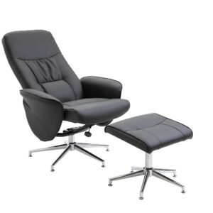 Rolf – Fauteuil relax – Noir, Chrome – 82 x 105 x 77 cm