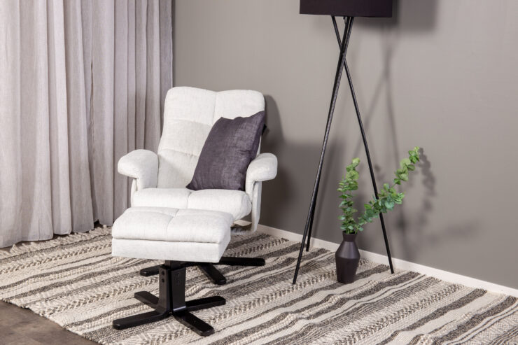 Sven – Fauteuil relax – Noir, Grège – 90 x 101 x 78 cm