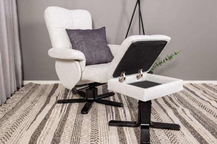 Sven – Fauteuil relax – Noir, Grège – 90 x 101 x 78 cm