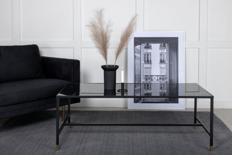 Dipp – Table basse – Noir, Doré – 130 x 60 cm