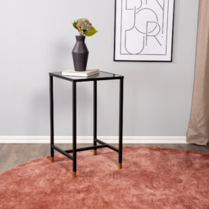 Dipp – Table de chevet – Noir, Doré – 40 x 40 cm