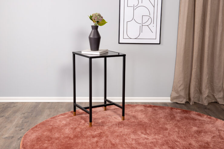 Dipp – Table de chevet – Noir, Doré – 40 x 40 cm