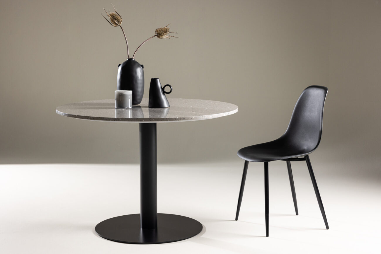 Razzia – Table à manger ronde – Noir, Gris – ⌀106 cm
