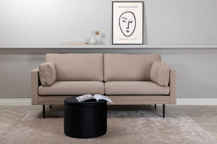 Boom – Canapé 3 places – Noir, Marron – 90 x 84 x 203 cm