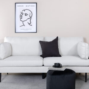 Boom – Canapé 3 places – Noir, Beige clair – 90 x 84 x 203 cm