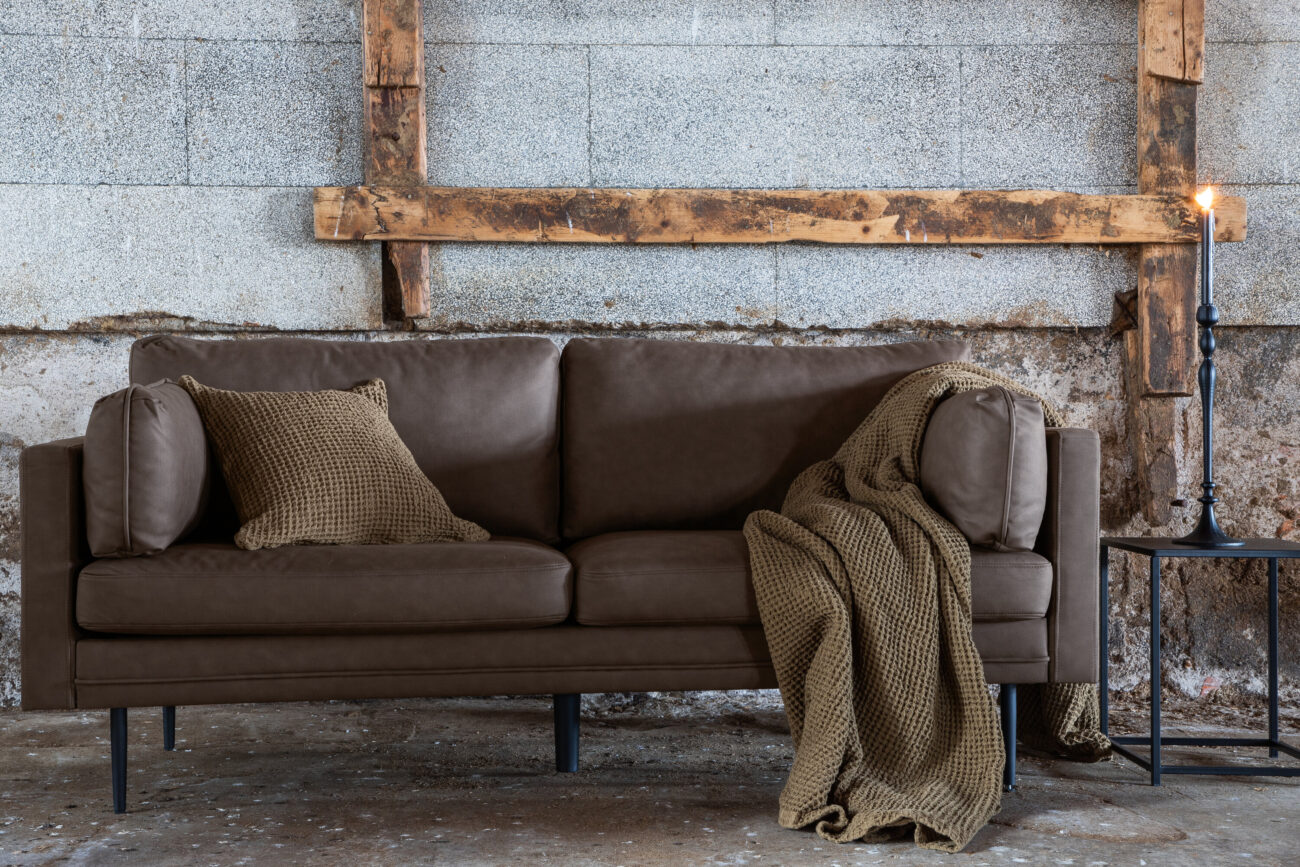 Boom – Canapé 3 places – Noir, Marron – 90 x 84 x 203 cm