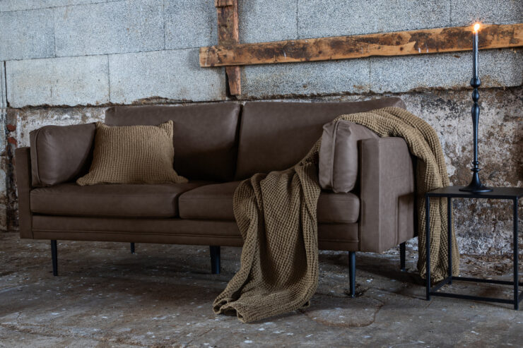 Boom – Canapé 3 places – Noir, Marron – 90 x 84 x 203 cm
