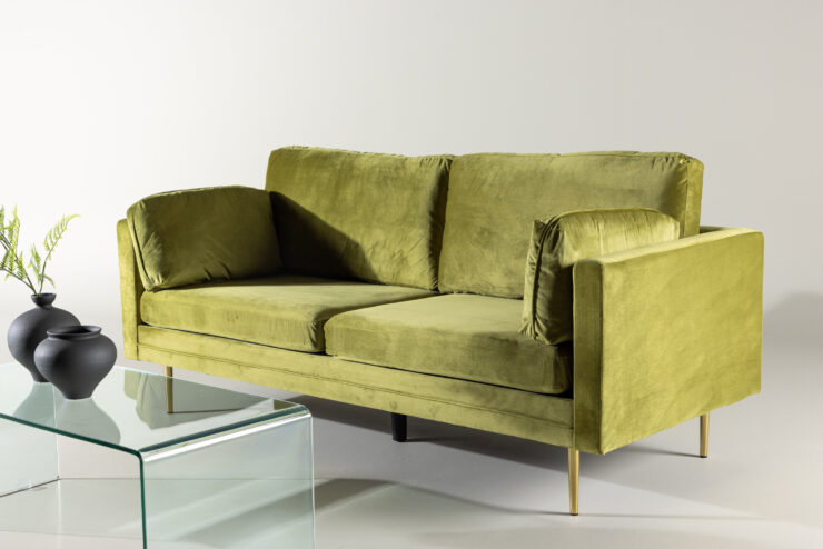 Boom – Canapé 3 places – Doré, Vert – 90 x 84 x 203 cm