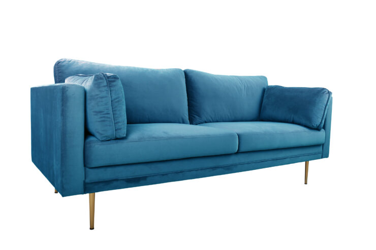 Boom – Canapé 3 places – Bleu, Doré – 90 x 84 x 203 cm