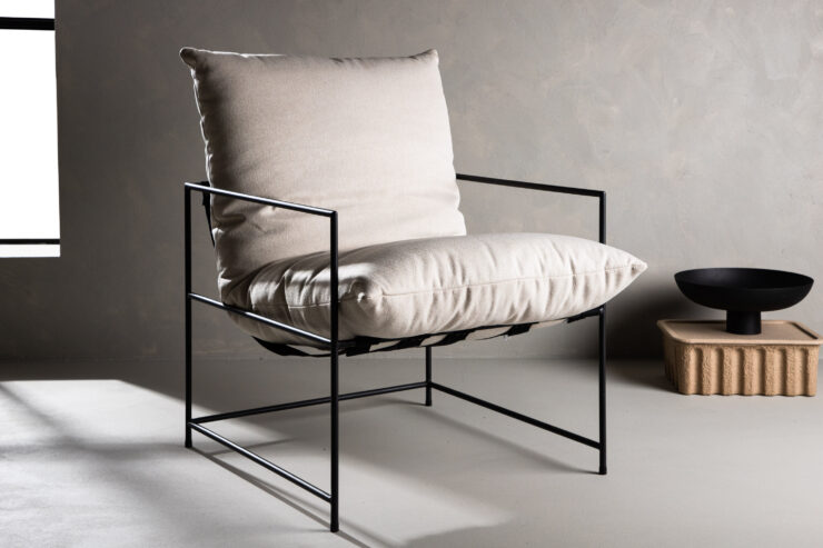 Sedalia – Armchair – Blanc, Noir – 86 x 86 x 70 cm
