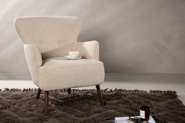 Lincoln – Fauteuil lounge – Beige, Marron – 77 x 85 x 76 cm