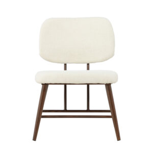 Midland – Fauteuil lounge – Blanc, Noyer – 62 x 84 x 58 cm