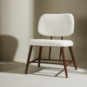 Midland – Fauteuil lounge – Blanc, Noyer – 62 x 84 x 58 cm