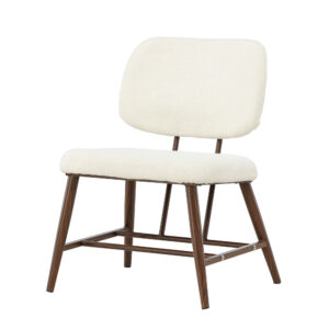 Midland – Fauteuil lounge – Blanc, Noyer – 62 x 84 x 58 cm