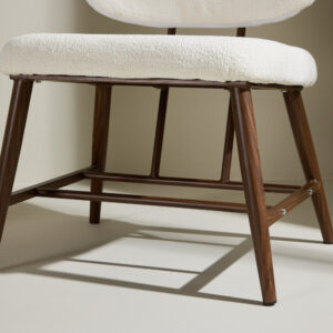 Midland – Fauteuil lounge – Blanc, Noyer – 62 x 84 x 58 cm