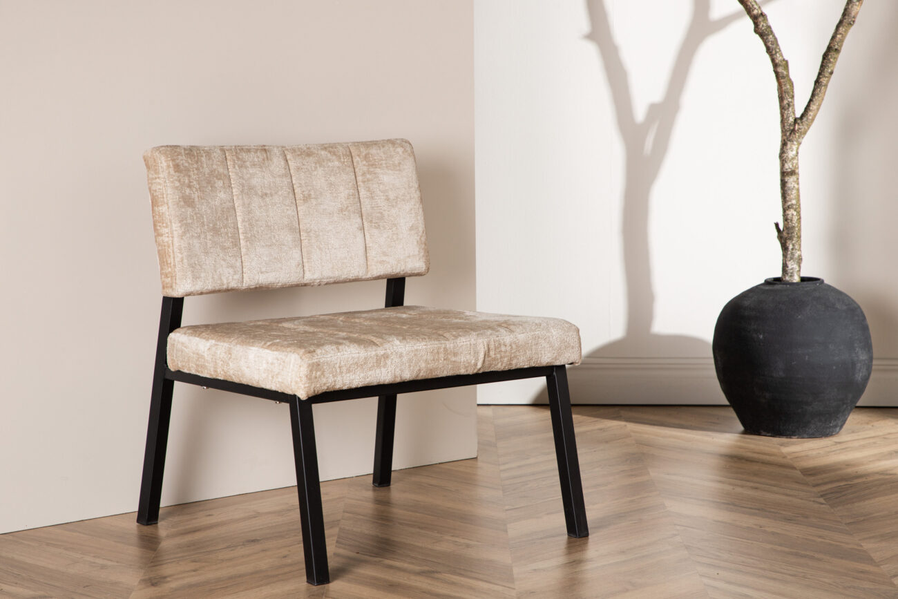 Monett – Fauteuil lounge – Beige, Noir – 64 x 74 x 66 cm