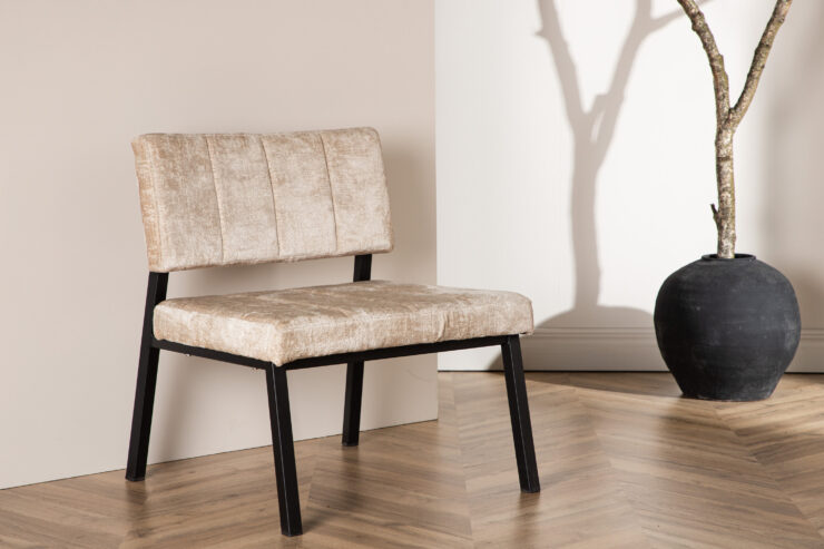 Monett – Fauteuil lounge – Beige, Noir – 64 x 74 x 66 cm