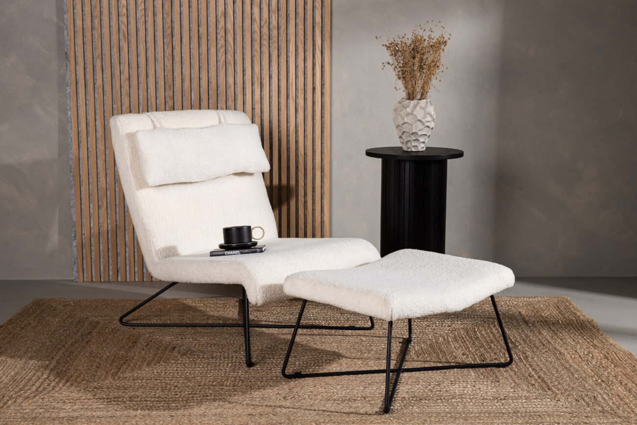 Laconia – Fauteuil lounge – Blanc, Noir – 88 x 88 x 65 cm