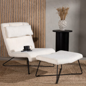 Laconia – Fauteuil lounge – Blanc, Noir – 88 x 88 x 65 cm