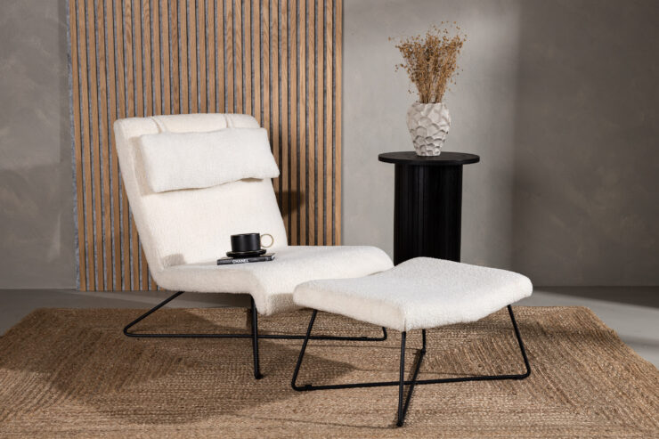 Laconia – Fauteuil lounge – Blanc, Noir – 88 x 88 x 65 cm