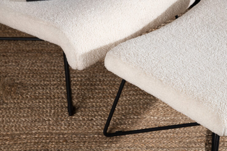 Laconia – Fauteuil lounge – Blanc, Noir – 88 x 88 x 65 cm