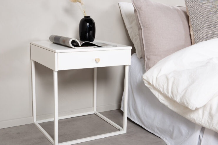 Bakal – Table de chevet – Blanc – 43 x 41 cm