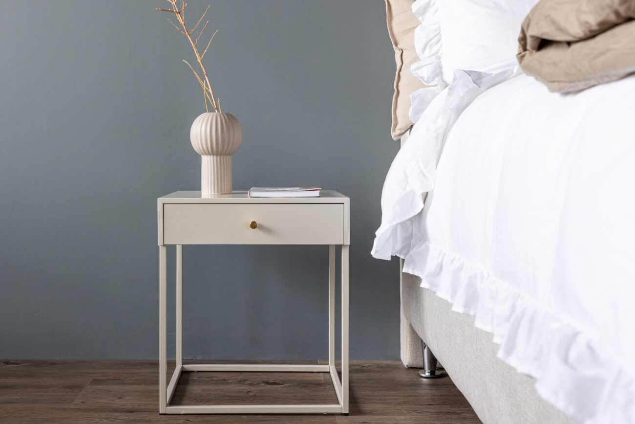 Bakal – Table de chevet – Beige – 43 x 41 cm
