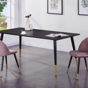 Dipp – Table à manger rectangulaire – Noir, Doré – 180 x 90 cm