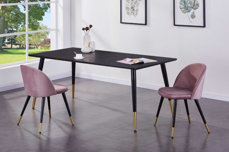 Dipp – Table à manger rectangulaire – Noir, Doré – 180 x 90 cm