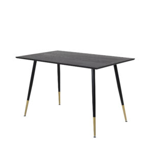 Dipp – Table à manger rectangulaire – Noir, Doré – 120 x 85 cm