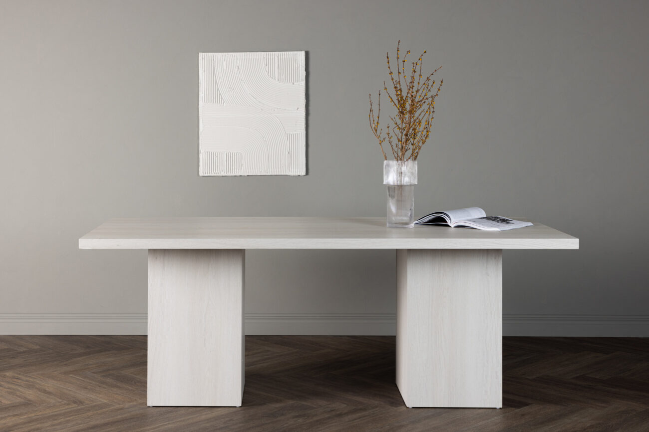 Olga – Table à manger rectangulaire – Blanc – 200 x 90 cm