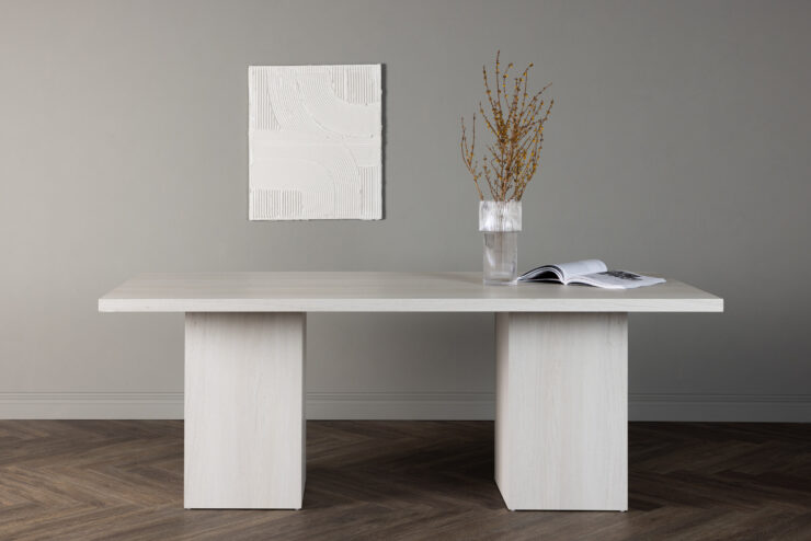 Olga – Table à manger rectangulaire – Blanc – 200 x 90 cm