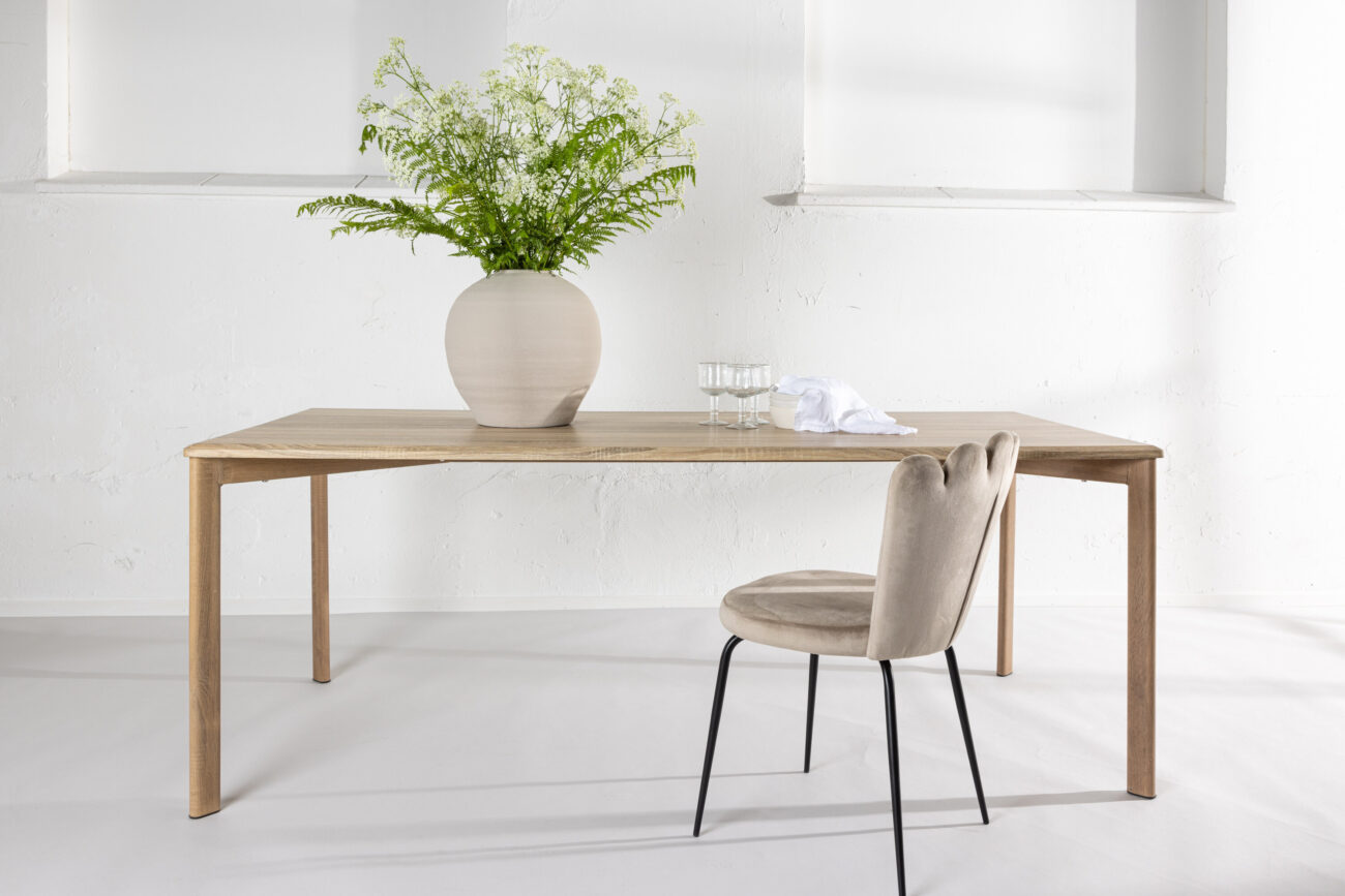 Damon – Table à manger rectangulaire – Blanchi – 200 x 90 cm