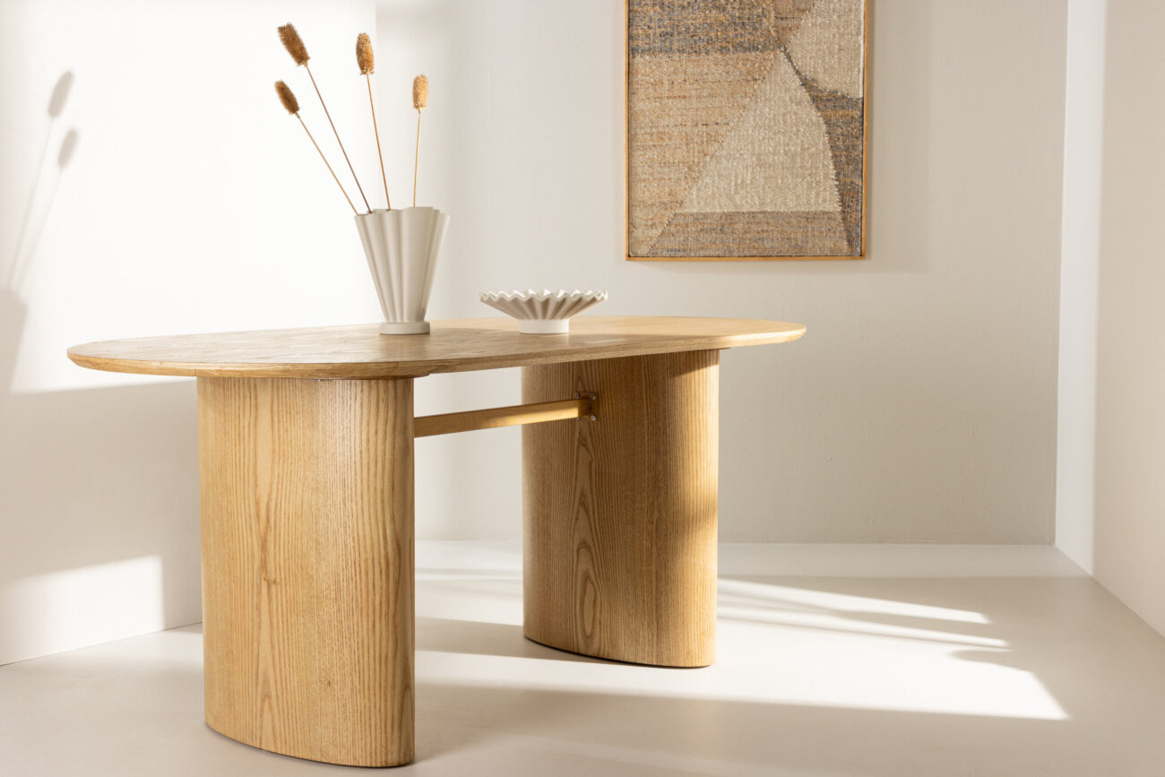 Isolde – Table à manger ovale – Naturel – 180 x 90 cm