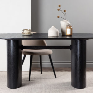 Isolde – Table à manger ovale – Noir – 180 x 90 cm