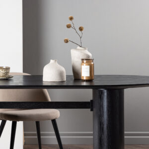 Isolde – Table à manger ovale – Noir – 180 x 90 cm