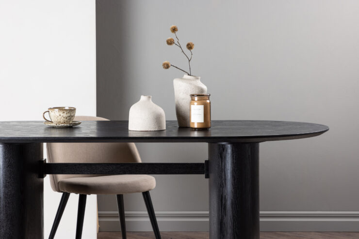 Isolde – Table à manger ovale – Noir – 180 x 90 cm