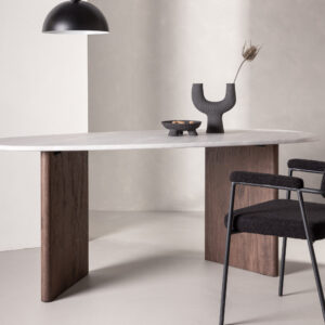 Grönvik – Table à manger ovale – Moka, Gris clair – 180 x 90 cm
