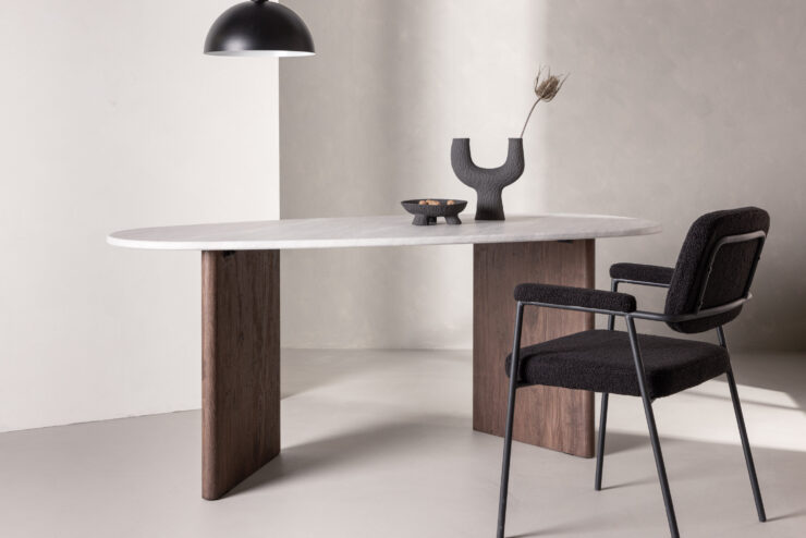 Grönvik – Table à manger ovale – Moka, Gris clair – 180 x 90 cm