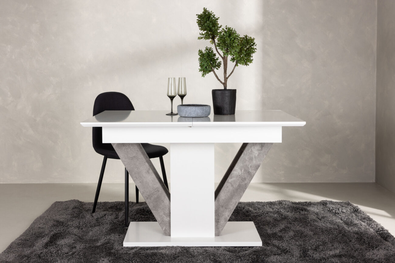 Disa – Table à manger rectangulaire – Gris, Blanc – 120 x 80 cm
