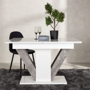 Disa – Table à manger rectangulaire – Gris, Blanc – 120 x 80 cm