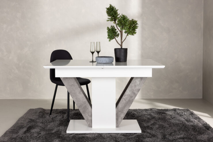 Disa – Table à manger rectangulaire – Gris, Blanc – 120 x 80 cm