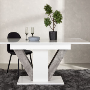 Disa – Table à manger rectangulaire – Gris, Blanc – 120 x 80 cm