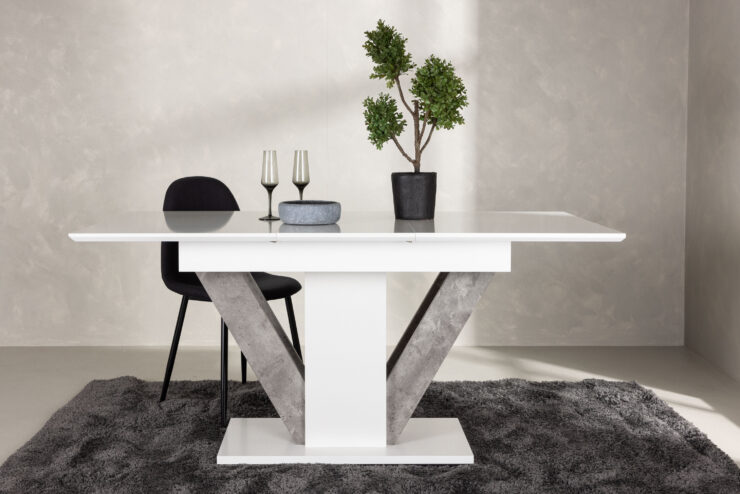 Disa – Table à manger rectangulaire – Gris, Blanc – 120 x 80 cm