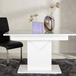 Pluto – Table à manger rectangulaire – Blanc, Transparent – 120 x 90 cm