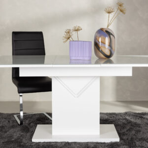 Pluto – Table à manger rectangulaire – Blanc, Transparent – 120 x 90 cm