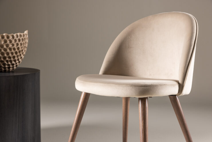 Velvet – Chaise de salle à manger – Beige, Moka – 57 x 77 x 50 cm