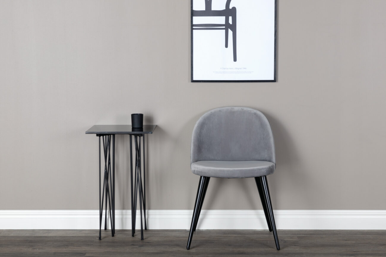 Velvet – Chaise de salle à manger – Gris clair, Noir – 57 x 77 x 50 cm