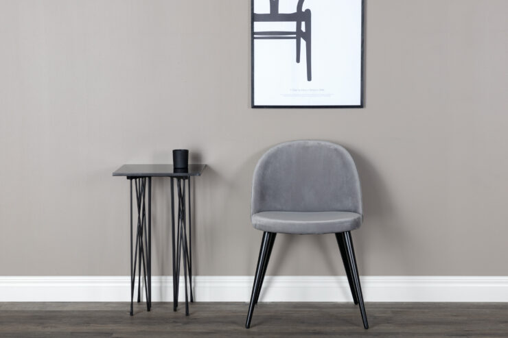 Velvet – Chaise de salle à manger – Gris clair, Noir – 57 x 77 x 50 cm