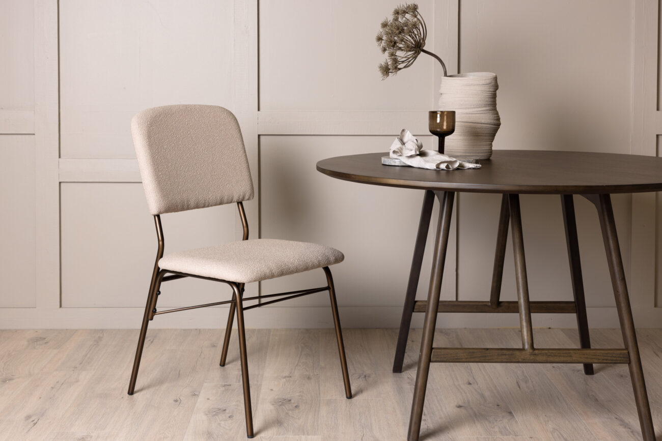 Seda – Chaise de salle à manger – Beige, Marron – 56 x 94 x 49 cm